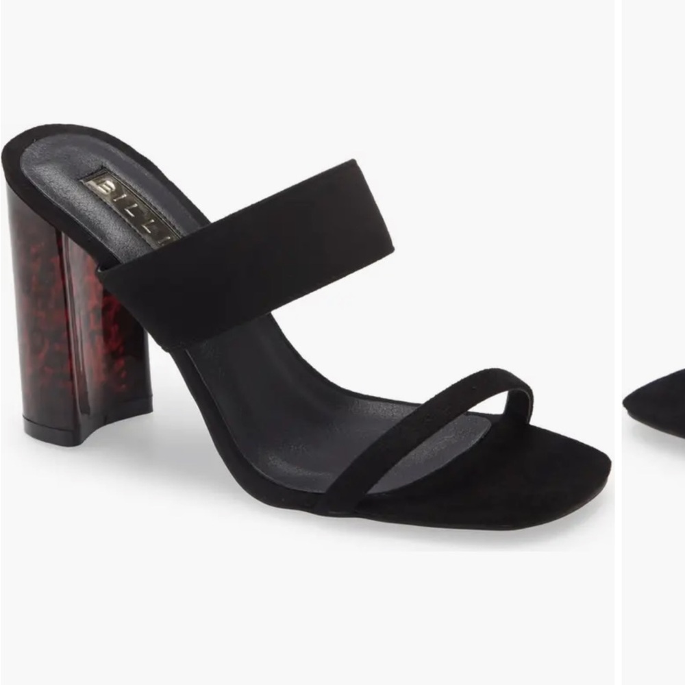 Billini black womens heels size 9. Heel is red with subtle black animal print.